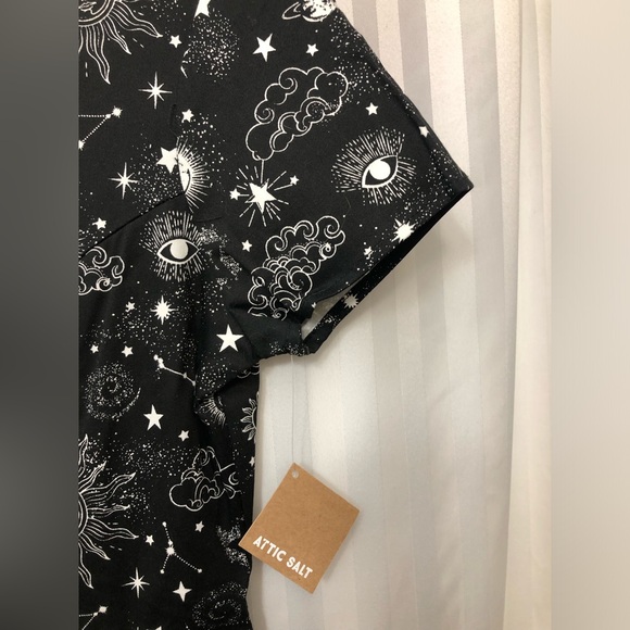NWT Eva Rose Attic Salt SS Lunar Black Celestial Dress - M - Picture 4 of 11